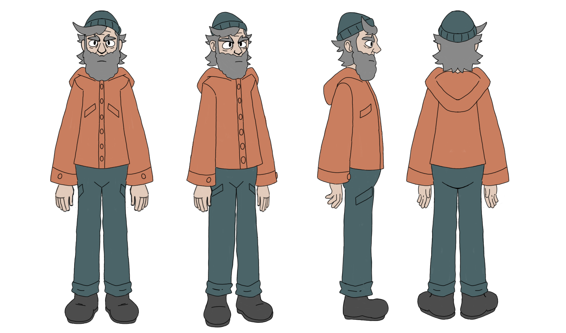A turnaround for the fisherman for the short film 'Hooked'.