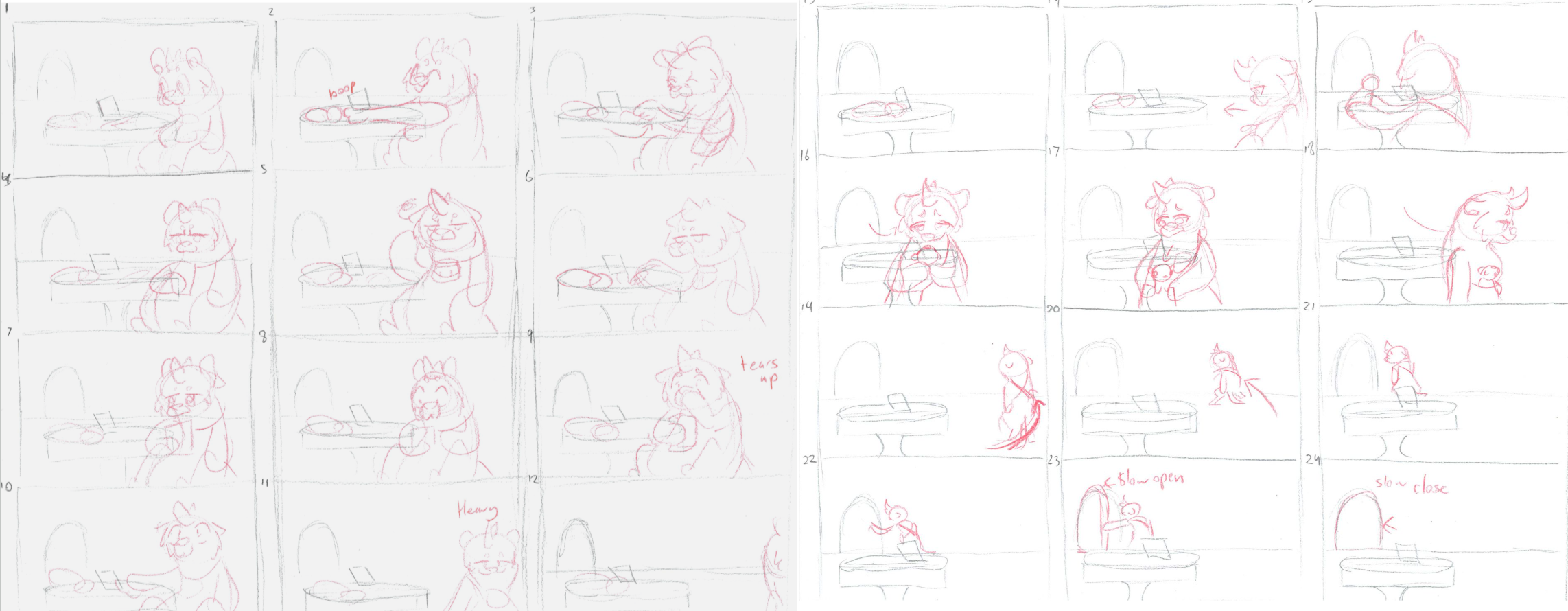 A 24 panel storyboard for the short film 'He Got Hurt'.